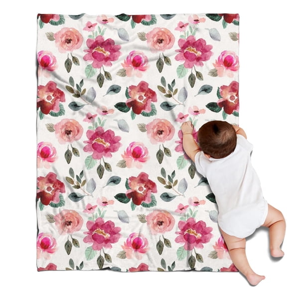 Pioneer Flower Floral Print Pattern Blanket,Comfortable Soft Lamb Wool Throw Blanket,All Season,Warm Lightweight Blankets for Sofa Bed Couch Living Room Chair,30"x40"