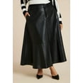 thumbnail image 2 of ELOQUII Women's Plus Size Faux Leather Midi Skirt, 2 of 3