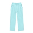 thumbnail image 6 of Lutiedan Sweatpants for Girls Wide Leg Athletic Workout Running Pants High Waisted Jogger Pants with Pockets,Blue,12-13 Years, 6 of 7