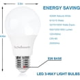 thumbnail image 6 of 3-Way Light Bulbs, 30 70 100 Watt Equivalent, A19 Led Bulb Natural White 4000K, Perfect for Reading, E26 Medium Base, 500-1200-1600 Lumen, 4 Pack, 6 of 8