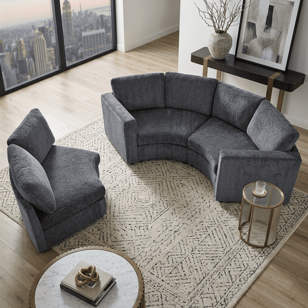 Wakefit 109.4" Curved Modular Sectional Sofa,3 Seat Semi Circular Chenille Couch with Deep Seating,Modern Round Conversation Sofa with Solid Pine Wood Frame Living Room,Grey