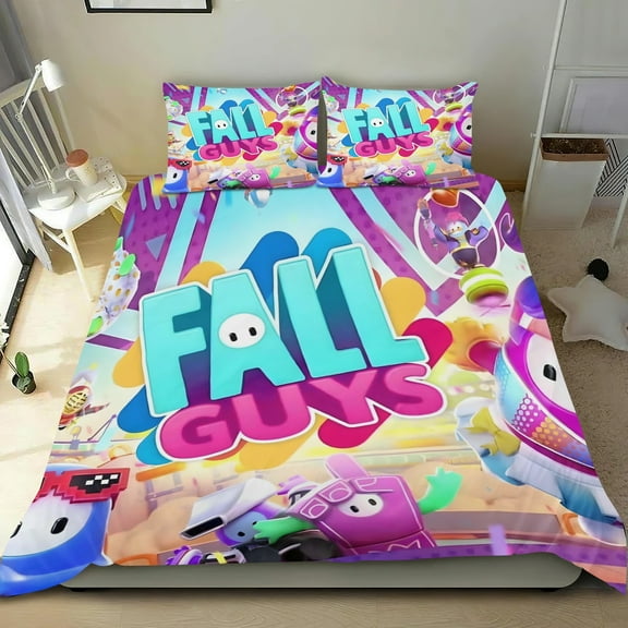 Fall Guys-themed Bed Sheet Set Three Piece Set Comfortable And Skin Friendly Unique Design Home Decor Gifts For Family Friends fans54x79Inches（135cm*200cm）