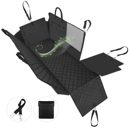 Dog Net For Car Petacc Dog Back Seat Cover Dog Car Hammock 100% Waterproof Scratchproof Non-Slip Durable 600D Oxford Fabric Soft Pet Back Seat Covers for Cars Trucks and SUVs ()