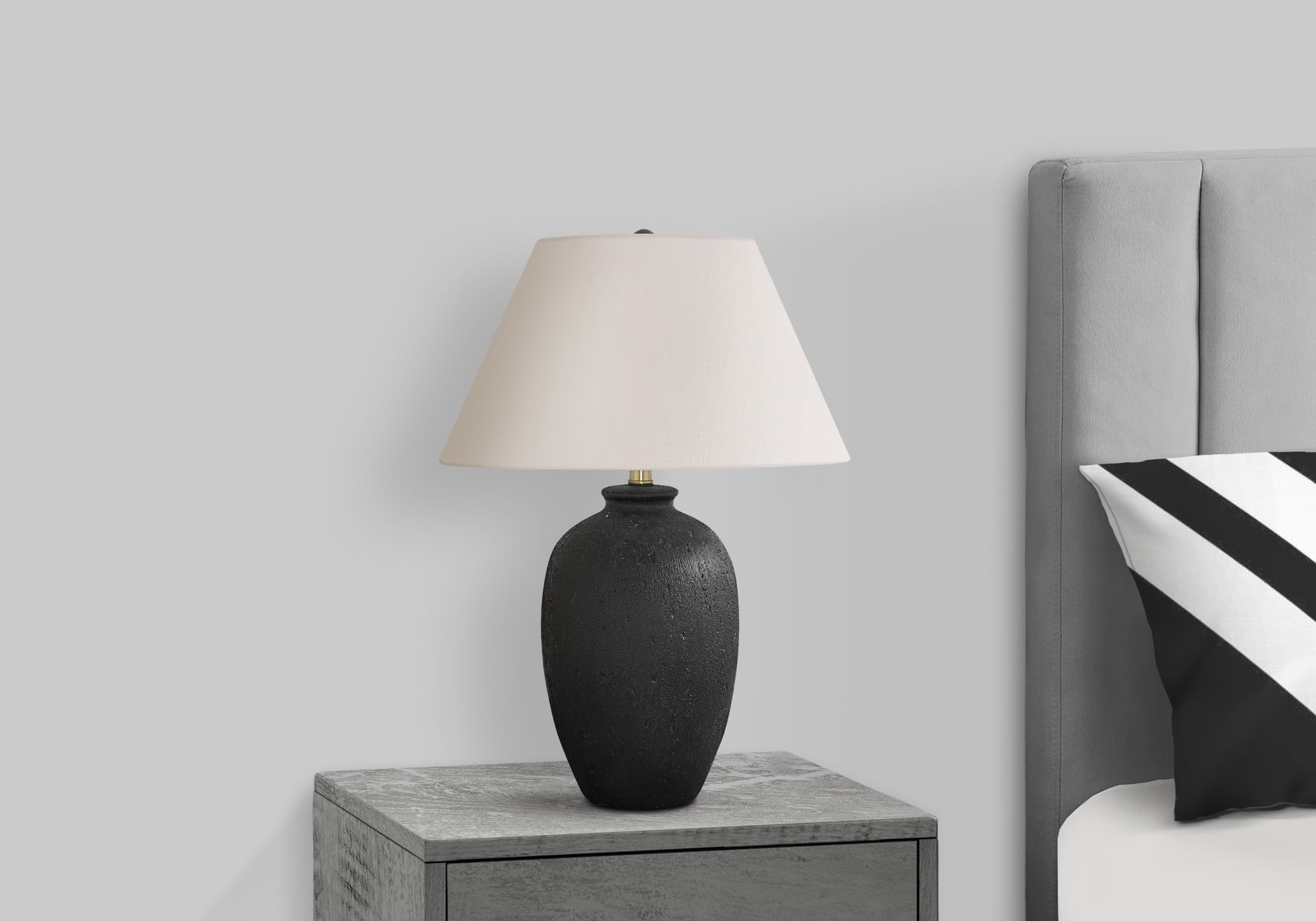 Lighting, 24"H, Table Lamp, Black Ceramic, Ivory / Cream Shade, Modern