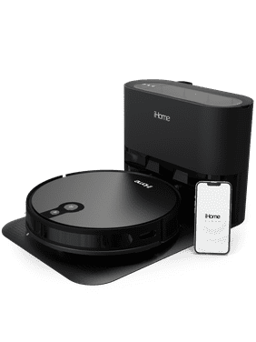 iHome AutoVac Eclipse Pro Robot Vacuum with Auto Empty Base and Mapping Technology, 2200pa Ultra Strong Suction Power, 120 Minute Runtime, Holds Weeks of Debris, App Connectivity