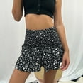thumbnail image 3 of vigerkar Women's Summer Floral Print Mini Skirt Elastic High Waist Pleated Casual Skirts Black, M, 3 of 5