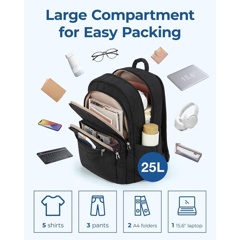 Quilted Laptop Backpack, Water-Resistant 15.6 Inch, Travel & College Bookbag Amazon.com: BAGSMART College Laptop Backpack, Travel  main image 3