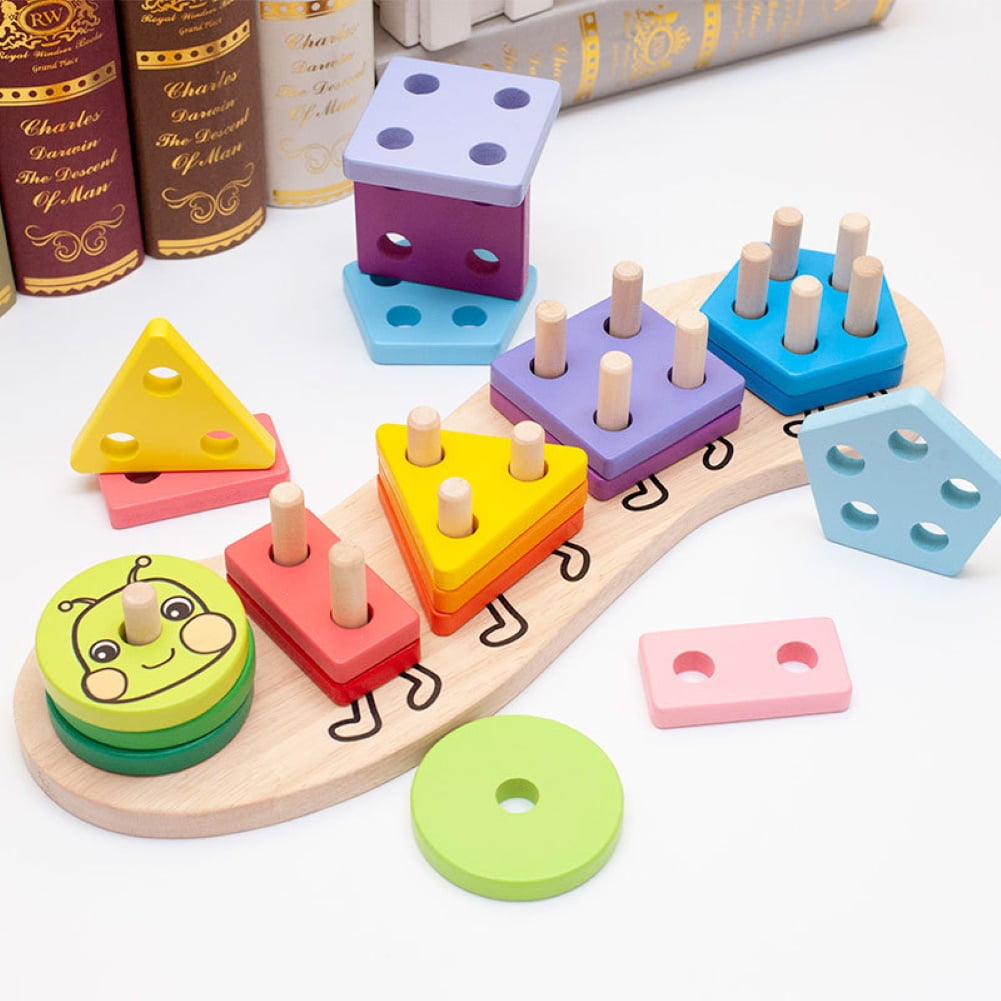 Buy Cuteam Shape Matching Toy Set,Kids Geometric Building Blocks Column