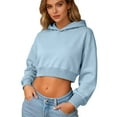 thumbnail image 6 of Crop Sweatshirts Womens Plain Hoodies Long Sleeve Tops Pullover/Full-zip Jacket Plus Size Cropped Hooded Shirt (XL, Light Blue), 6 of 7