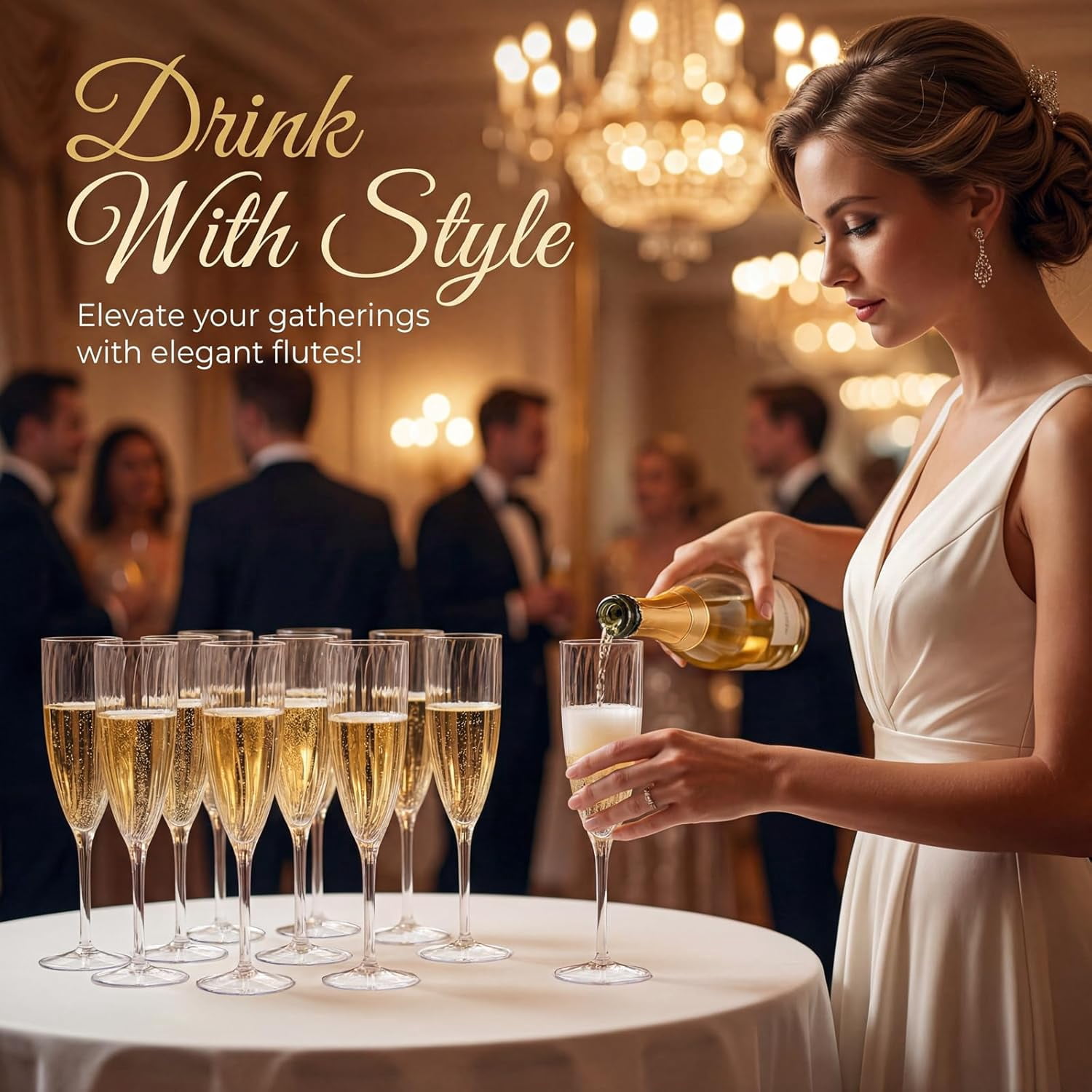 38PCS Clear Champagne Flutes Plastic - 6 OZ Clear Disposable Champagne Flutes Party Supplies for Wedding/Birthday/Parties