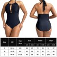 thumbnail image 3 of Bikini De Una Pieza Traje de baño de una pieza con lazo elástico alto en la espalda abierta de color sólido Cgtredaw Para estrenar, 3 of 7
