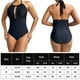 thumbnail image 3 of Bikini De Una Pieza Traje de baño de una pieza con lazo elástico alto en la espalda abierta de color sólido Cgtredaw Para estrenar, 3 of 7