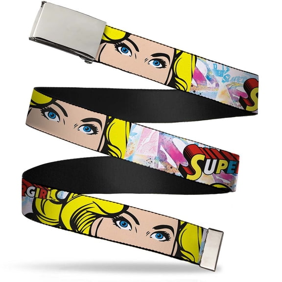 Adjustable Belt, Clamp Buckle, Cut-to-Fit, Supergirl Face Close Up