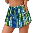 thumbnail image 4 of Womens Shorts Casual,Boho Knit Striped Crochet Shorts Beach Shorts for Women Summer Elastic High Waisted Outdoor Casual Shorts with Pockets, 4 of 6