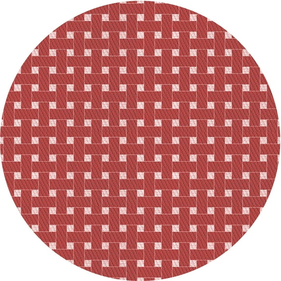 Ahgly Company Indoor Round Patterned Ferrari Red Area Rugs, 5' Round