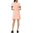 thumbnail image 3 of INSPIRE CHIC Women's Vintage Dress Contrast Color Wear-to-Work Dresses M Pink, 3 of 6