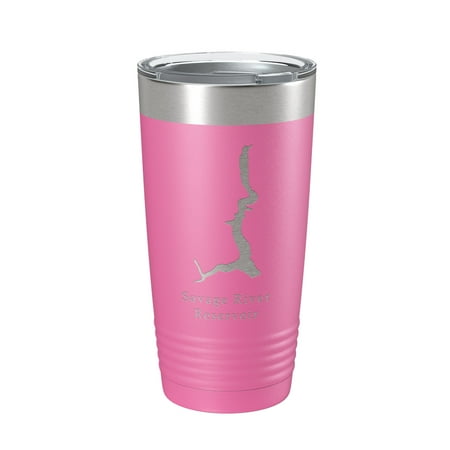 

Savage River Reservoir Tumbler Lake Map Travel Mug Insulated Laser Engraved Coffee Cup Maryland 20 oz Pink