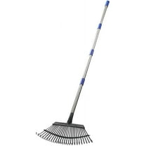 Garden Rake Leaf, 1.1" Diameter Pole & 6 FT Tall Stainless Steel Heavy Duty Adjustable Long Handle Garden Rake, Use for Yard Garden Lawn and Window Leaves（25 Tines）