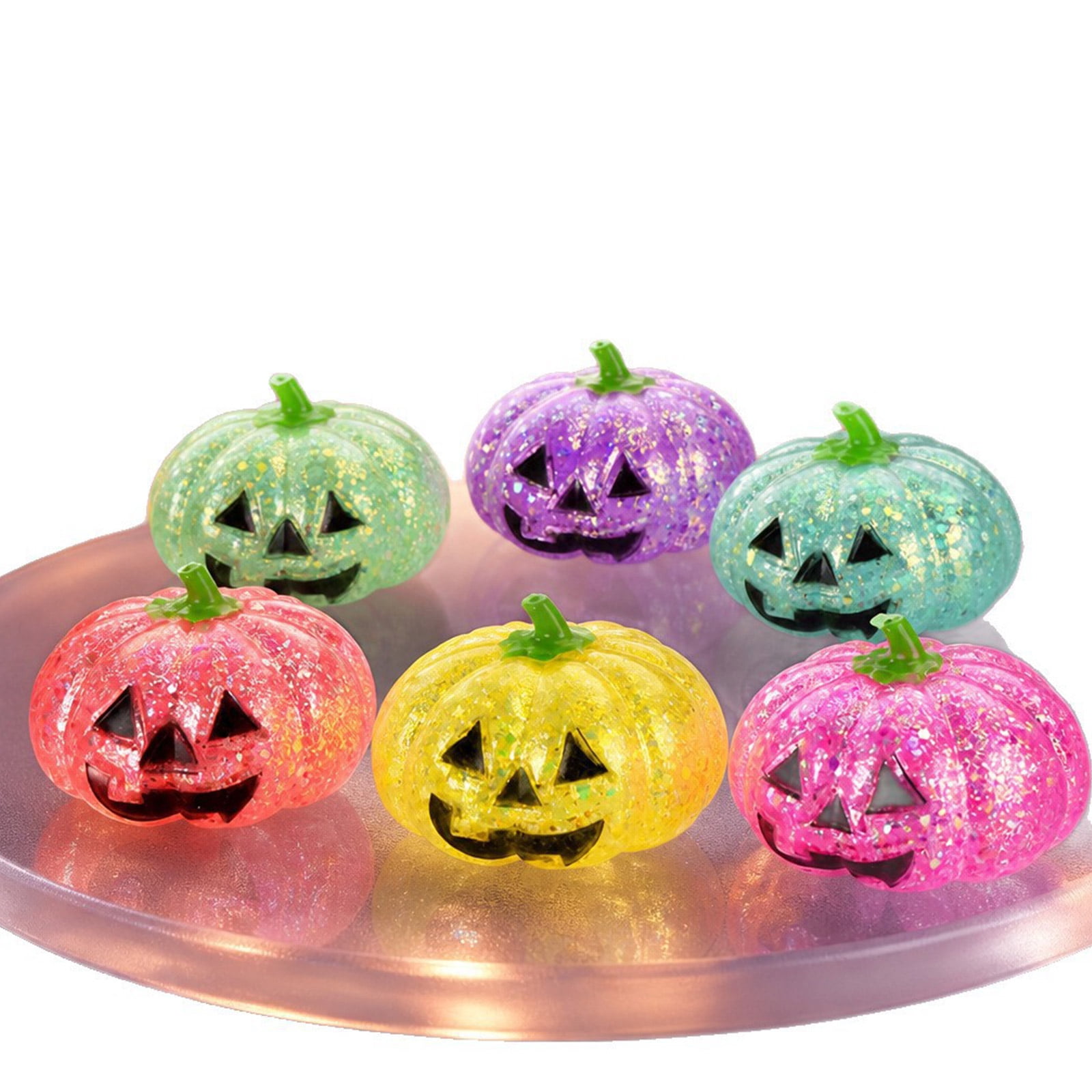 Sparkly Jack-O-Lantern Squishy for Adults, Slow Rising Glitter Pumpkin Squeeze Toy, Stress Relief Fidget Squishy, Halloween Desk Decor, Holiday Gift for Office Workers