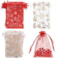 thumbnail image 1 of Toyvian 50pcs Bolsas con cordón Bolsas de gasa transparente Bolsas de joyería de diseño de copo de nieve Bolsas de regalo Artículos de fiesta para embalaje de boda Cumpleaños (Rojo + Blanco), 1 of 7