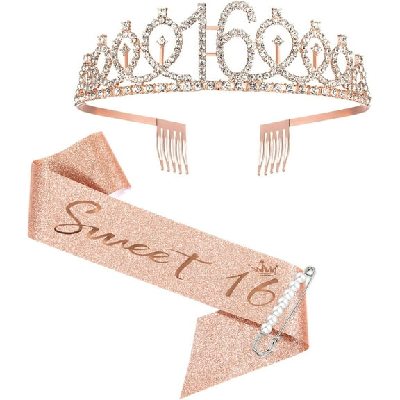 Suitable birthday gift set for 16-year-old girls - Birthday Belt Crown and Headwear Set