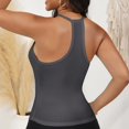 thumbnail image 3 of Women's Deep V-Neck Tank Top with Slim Fit and Adjustable Strap Detail - Large, Dark Gray, 3 of 7