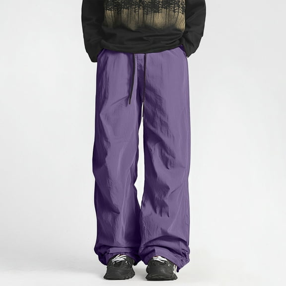 Ayfxijin Men's Hiking Pants Outdoor Sunscreen Solid Color Elastic Waist Drawstring Pants