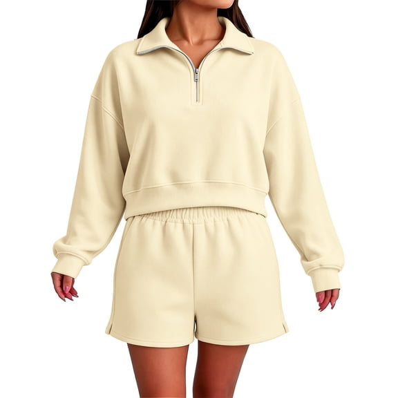Womens Sweatsuits 2 Piece Set Oversized Sweatshirt For Women Crew Neck Sweatshirts Women Shorts And Sweatshirt Set For Women Lounge Set Athletic Sets For Women Cute SweatshirtsPullover Sweaters
