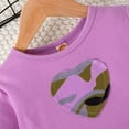 thumbnail image 6 of Taybagh Baby Outfits Girl 1-6Y Girl Clothes Heart Printed Top with Skirt Patch Camo Pants Winter Outfit Purple 5-6 Years, 6 of 8