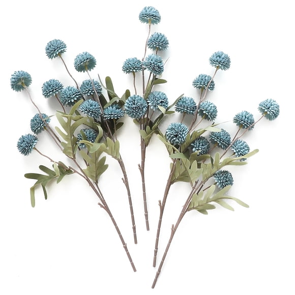 Pompón Floroom Mum de seda sintética con flores artificiales, 5 unidades, color azul