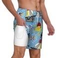 thumbnail image 3 of Balery Pirate Marine Animals Mens Swim Trunks Swim Shorts for Men Quick Dry Inseam Beach Shorts with Compression Liner Pocket-3X-Large, 3 of 9