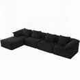 thumbnail image 5 of Modern L Shaped Chenille Sectional Sofa 142" with 5-Piece Configurability and Convertible Bed, 5 of 25