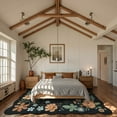 thumbnail image 3 of Moynesa 8'x10' Floral Washable Area Rugs, 8x10ft Soft Bedroom Large Rug for Living Room Ultra-Thin Non Slip Dining Room Rug, Stain Resistant Boho Rugs Easy Clean Throw Carpet for Office,Black, 3 of 6
