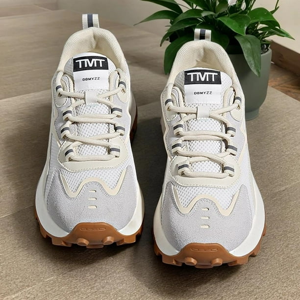 Zapatillas de deporte gruesas para mujer, malla antideslizante