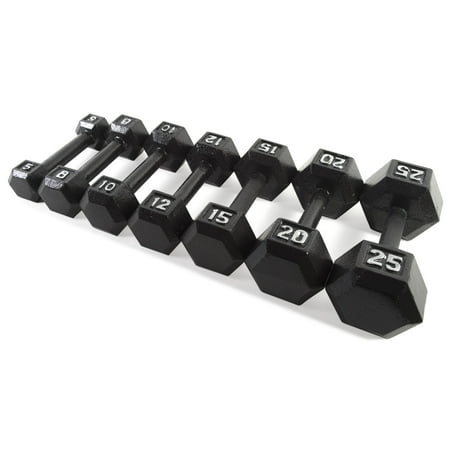 CAP CAST IRON HEX DUMBBELL 25 , BLACK, Single