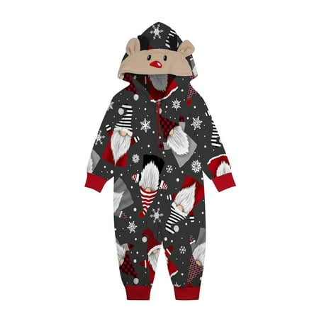 

Christmas Pajamas For Family Parent Child Wear Siamese Deer Head Embroidery Hooded Romper Zipper Jumpsuit Loungewear (Kid) Matching Christmas Pjs For Family