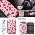 thumbnail image 4 of Jeiento Cute 13 Piece Car Seat Cover Set with Steering Wheel Cover Seatbelt Strap Pad Armrest Pad Cup Coasters Key Chain Pink Strawberry Automobile Interior Sets Fit for Van Truck SUV Sedan, 4 of 9