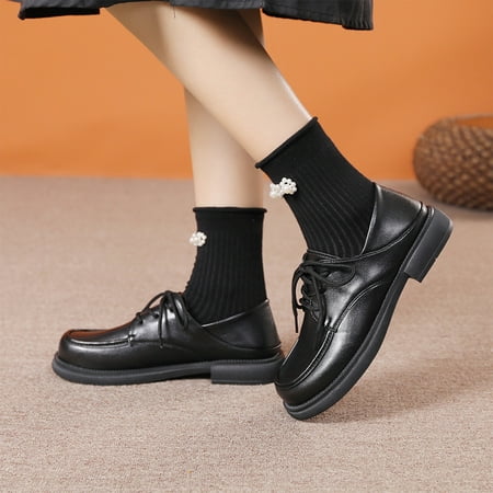 

Xysaqa Shoes for Women Work Shoes Women Casual Round Head Small Leather Shoes Flat Heel Collision Ladies Single Shoes Water Frenum Proof Shoes for Women Dressy on Clearance