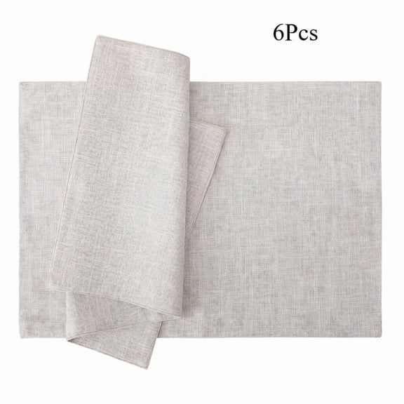 Cotton Linen Placemats Set of 6, Cloth Washable Farmhouse Dining Table Mats for Indoors & Outdoors, Easy to Clean, Neutral Beige, 18 x 18 Inch