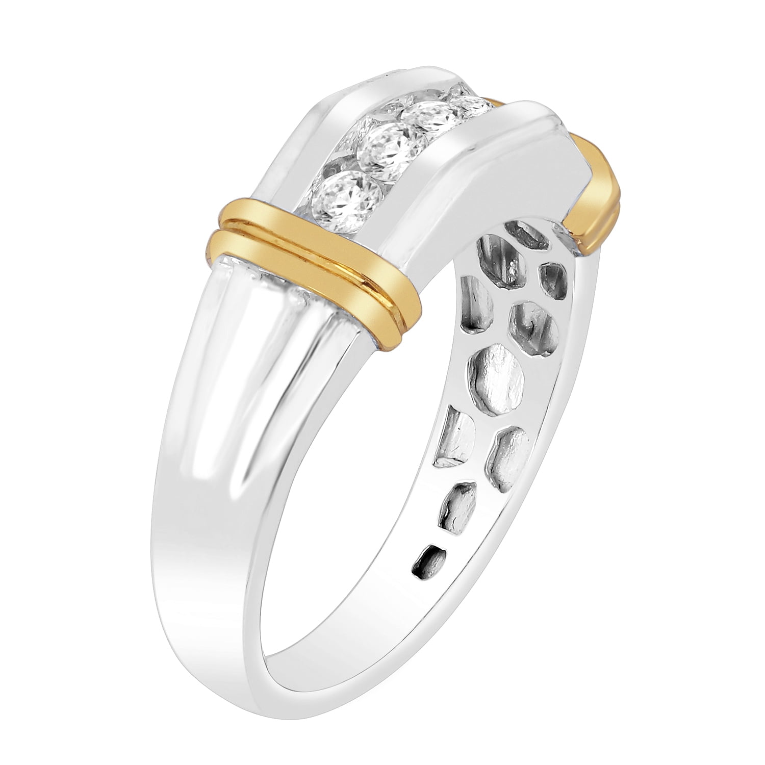 10K Two-Tone Gold 1/2 CT. T.W. Diamond Mens Band Ring