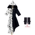 thumbnail image 1 of Disfraz De dama malvada Cruella De Vil para Halloween, vestido De noche De princesa para niñas, medio negro, Media peluca blanca, Verano xuanjing unisex, 1 of 2