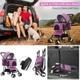 thumbnail image 5 of Dkeli 4 Wheels Dog Stroller Folding Pet Stroller Cat Stroller for Medium Dogs with Detachable Carrier, Purple, 5 of 8