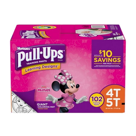 Huggies Pull-ups Training Pants for Girls Size 4T/5T ( Weight 102 ct.) - Bulk Qty, Free Shipping - Comfortable, Soft, No leaking & Good nite Training