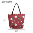 thumbnail image 5 of Open Top Canvas Tote Bag with Zipper Reusable Shopping Bag 13.5x15" Roomy Carryall Cute Pink Strawberry Pattern, 5 of 9
