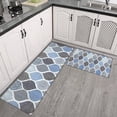 thumbnail image 2 of Blue Geometric Quatrefoil Pattern Kitchen Rugs Sets Of 2,Anti Fatigue Kitchen Mat Rugs Non Slip Washable,Decorative Kitchen Floor Mats for Kitchen,Sink,Laundry,17"x30"+17"x47", 2 of 7