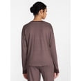 thumbnail image 4 of Joyspun Women's Cozy Lounge Collection Hacci Long Sleeve Henley Sleep Top, Sizes XS to 3X, 4 of 7