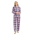 thumbnail image 2 of Apparonia Women's Pajama Sets 100% Cotton Flannel Ladies PJs Button Front Top Drawstring Bottoms Dusty Plaid 3XL, 2 of 7
