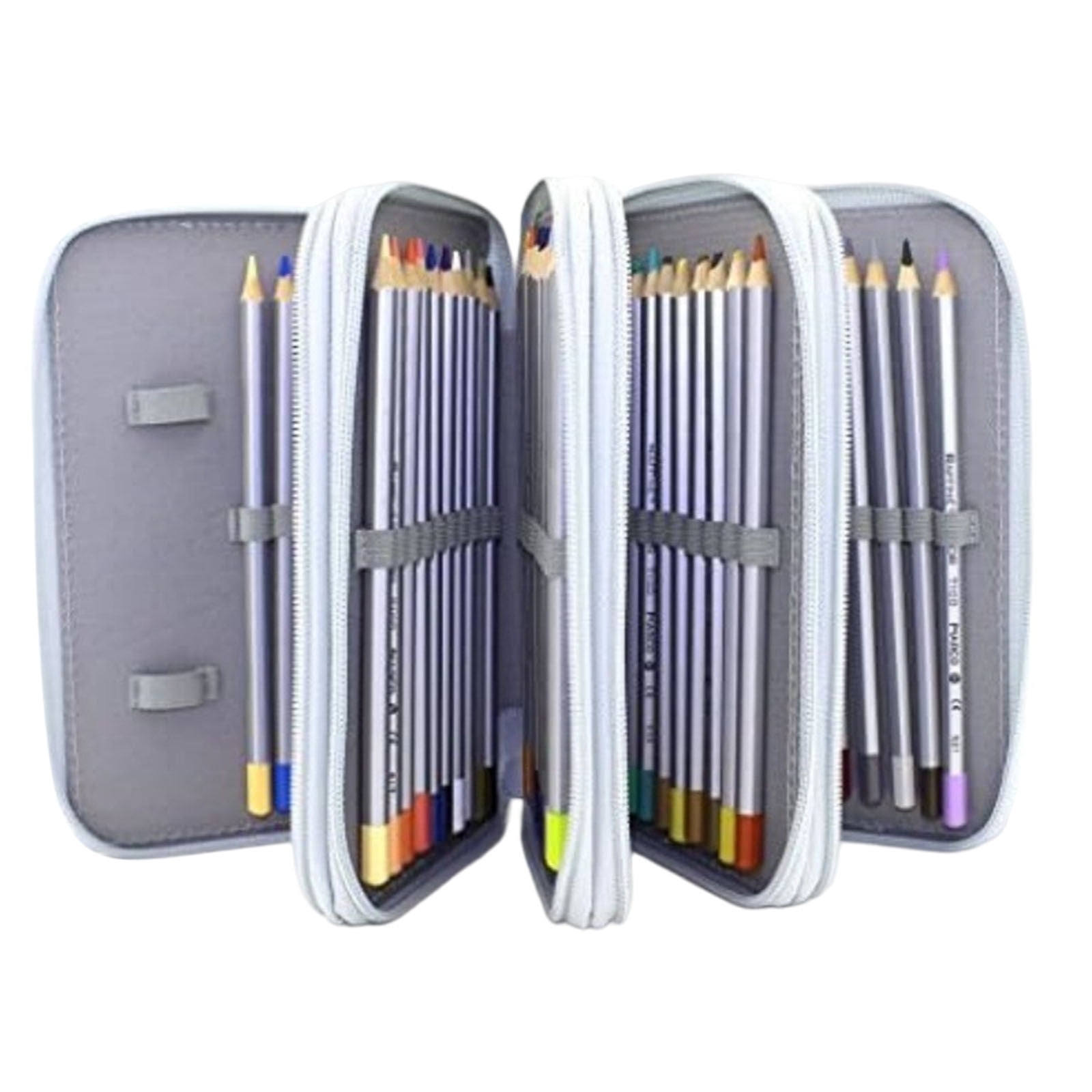 4pcs Zippered Pencil Case-Canvas Handy Pencil Holders for for Watercolor Pencils, Crayola Colored Pencils, Marco Pencils C