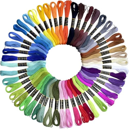 50 Multicolor Friendship Bracelet String Rainbow Color Embroidery Floss Cross Stitch Embroidery Thread Cotton Floss Bracelet Yarn,Craft Floss