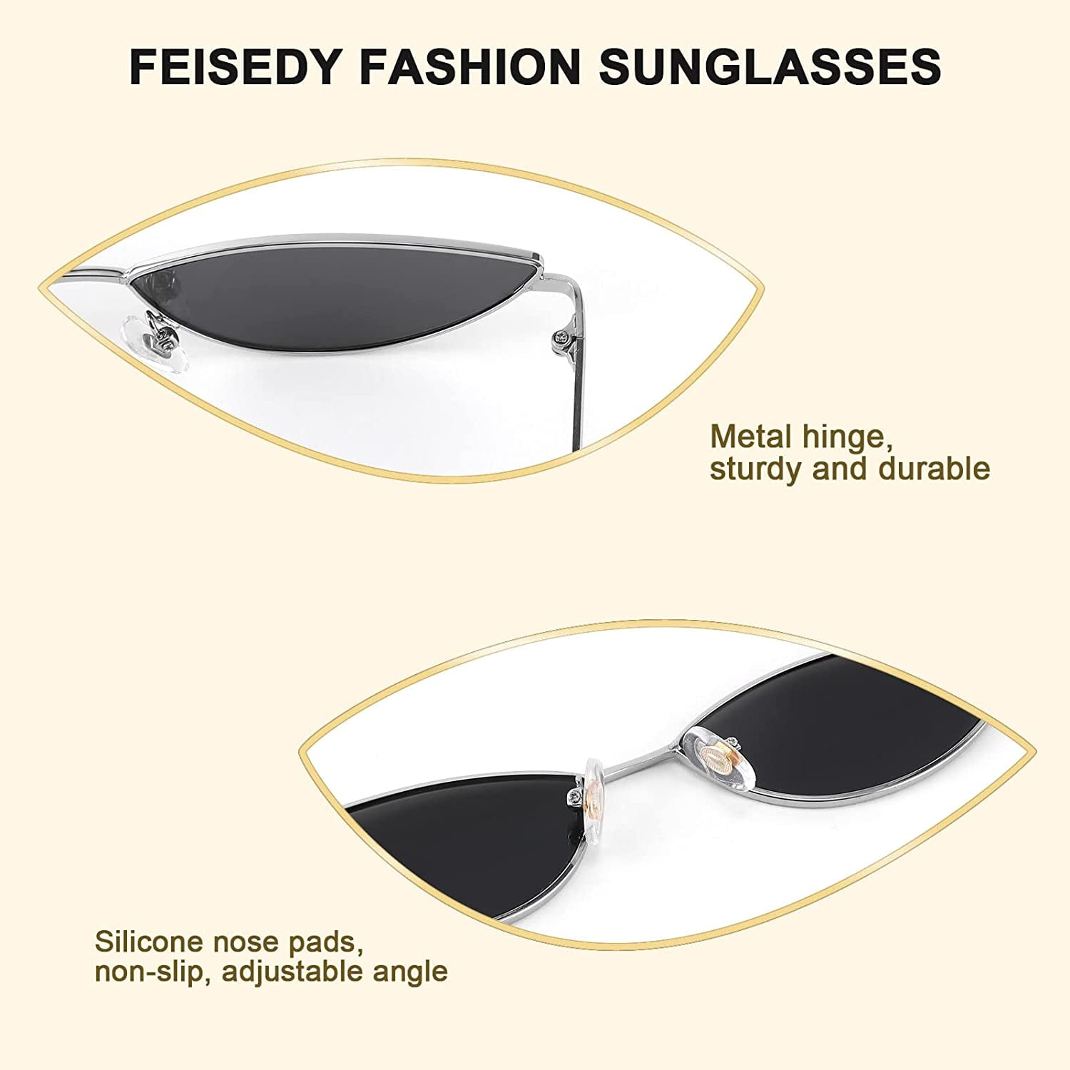 FEISEDY Fashion Designer Sunglasses Retro Small Petals Shape Arc